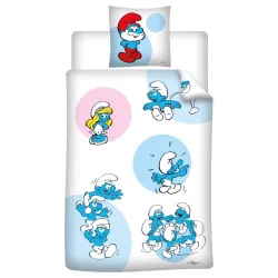 Set di biancheria da letto divertente dei Puffi 140x200 cm, 63x63 cm