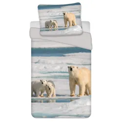 Set biancheria da letto Polar Bear Family 140x200 cm, 60x63 cm