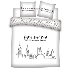 Friends Copripiumino matrimoniale bianco king size 240x220 cm, 63x63 cm Microfibra