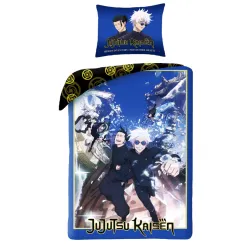 Copripiumino Jujutsu Kaisen Blue Energy 140×200 cm, 65x65 cm microfibra