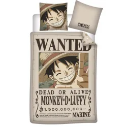 Copripiumino One Piece Wanted 140x200 cm, 65x65 cm