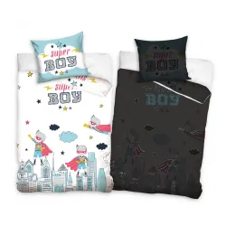 Set biancheria da letto Super Boy che si illumina al buio 140x200 cm, 70x90 cm