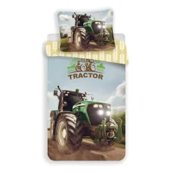 Set biancheria da letto Tractor Green 140x200 cm, 70x90 cm