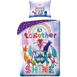 Set biancheria da letto Trolls Shine 140x200 cm, 70x90 cm