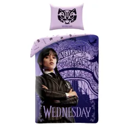 Set biancheria da letto Wednesday Nevermore Academy 140x200 cm, 70x90 cm
