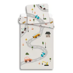 Set biancheria da letto per bambini Car Road 100x135 cm, 40x60 cm