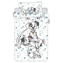 Set biancheria da letto per bambini Disney La Carica dei 101 Dalmati a pois blu 100x135 cm, 40x60 cm