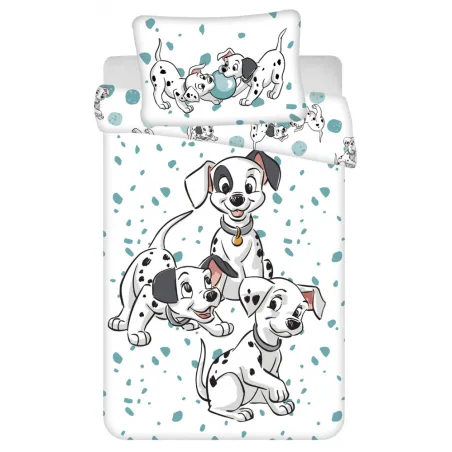 Set biancheria da letto per bambini Disney La Carica dei 101 Dalmati a pois blu 100x135 cm, 40x60 cm