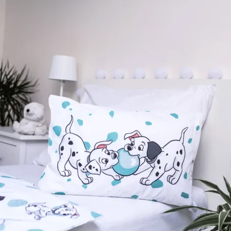 Set biancheria da letto per bambini Disney La Carica dei 101 Dalmati a pois blu 100x135 cm, 40x60 cm