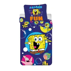 SpongeBob Fun bambini, set biancheria da letto per la scuola materna 100x135 cm, 40x60 cm
