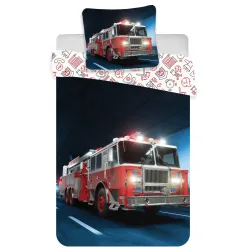 Set biancheria da letto per bambini camion dei pompieri 100x140 cm, 40x45 cm