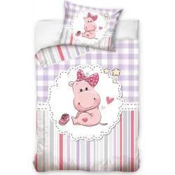 Set biancheria da letto per bambini Hippo 100x135 cm, 40x60 cm