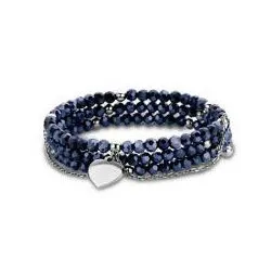 Bracciale con perline blu con ciondolo Victoria Heart