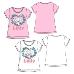 T-shirt gatto a maniche corte per bambini Disney Marie Lady, top 3-6 anni