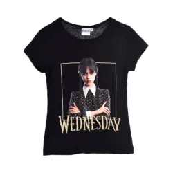 T-shirt corta per bambini Wednesday Gloomy Black, top 8 anni / 128 cm