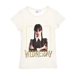 T-shirt corta per bambini Wednesday Gloomy White, parte superiore 12 anni / 152 cm