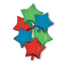 Colore Rosso Blu Verde Stella Stella Palloncino Foil Set 6 pezzi 46 cm