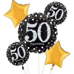 Happy Birthday Happy Birthday 50 palloncini in foil, set da 5