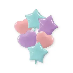 Colore Blu Pastello Rosa Lilla cuore, palloncino foil stella set 6 pezzi 46 cm