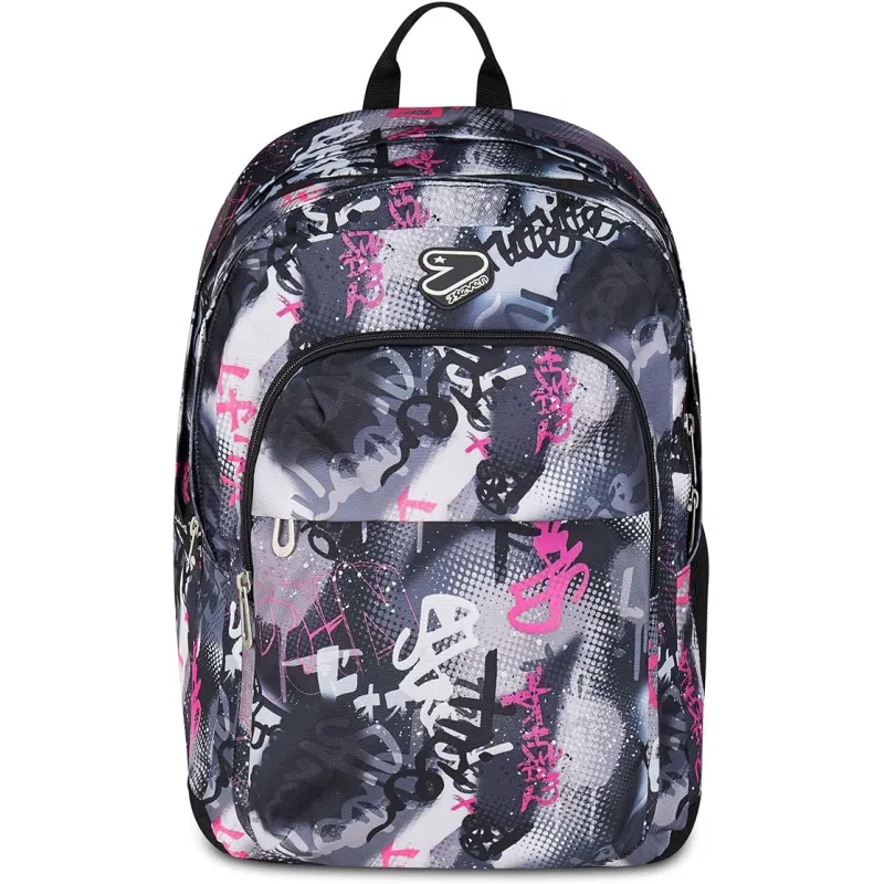 Seven Zaino Scuola Pro XXL Reversibile Detach, Grigio, Zaino Doppio Scomparto, Tasca Porta PC e Tasca Porta Borraccia