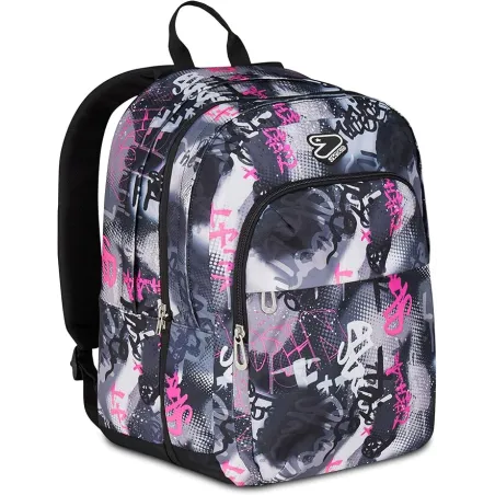 Seven Zaino Scuola Pro XXL Reversibile Detach, Grigio, Zaino Doppio Scomparto, Tasca Porta PC e Tasca Porta Borraccia