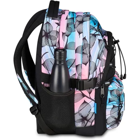 Mitama Zaino Scuola BDBF FLOWER BREEZE, Celeste, Zaino Triplo Scomparto, Tasca Porta Borraccia, Porta USB Integrata