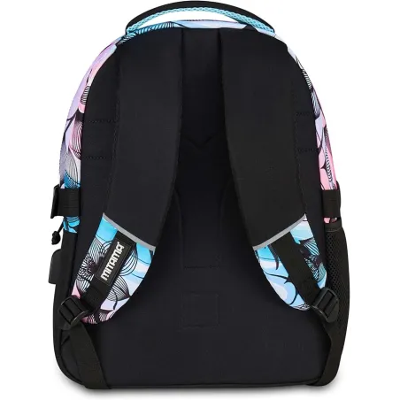 Mitama Zaino Scuola BDBF FLOWER BREEZE, Celeste, Zaino Triplo Scomparto, Tasca Porta Borraccia, Porta USB Integrata