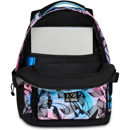 Mitama Zaino Scuola BDBF FLOWER BREEZE, Celeste, Zaino Triplo Scomparto, Tasca Porta Borraccia, Porta USB Integrata