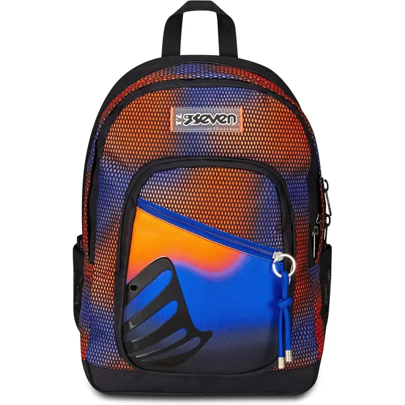 Seven Zaino Scuola Freethink, Blu, Shadefull Boy, Zaino Doppio Scomparto, Tasca Porta PC o Tablet e Tasca Porta Borraccia