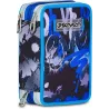 Seven Astuccio Scuola Elementare, 3 scomparti, Medie, con Matite, Pennarelli, Penne, 3 Zip, Hue & Writes, Bambino, Ragazzo, blu