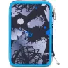 Seven Astuccio Scuola Elementare, 3 scomparti, Medie, con Matite, Pennarelli, Penne, 3 Zip, Hue & Writes, Bambino, Ragazzo, blu