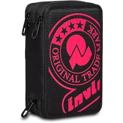 Invicta Astuccio 3 Scomparti LOGO - GRS, Rosa, Bambine e Ragazze, Completo di Matite, Pennarelli etc..