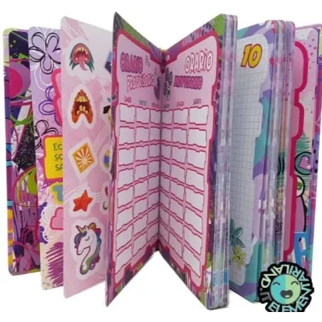 Diario Grande Agenda Scuola realizzato per SJ GANG ANIMALI GIRL NON DATATO 10 Mesi 20x15 cm (Sirenetta Rosa)