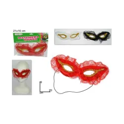 Accessorio maschera con merletto per carnevale colori assortiti 1Pz