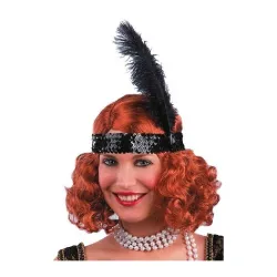 Costume fascia con piuma nera per travestimento Charleston